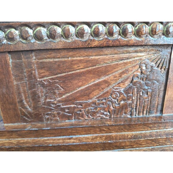 VTG SHEPHERDS WAY Hand Carved Closed Collection Bank Secrets Box Christian Theme - Picture 4 of 11